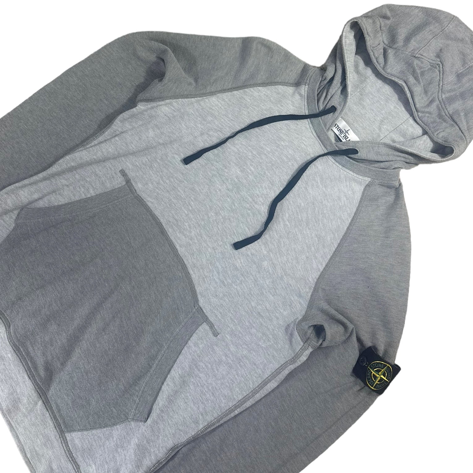 Stone Island Pullover Cotton Panel Hoodie with Drawstrings