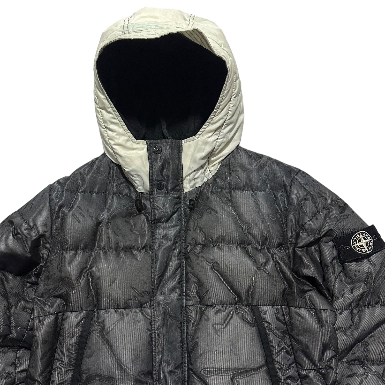 Stone Island Mesh Reflective Zip Up Puffer Jacket with Special Process Badge