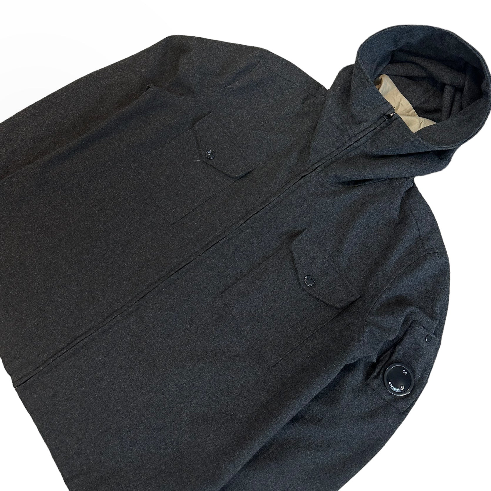 CP Company Wool Double Pocket Zip Up Jacket with Micro Lens