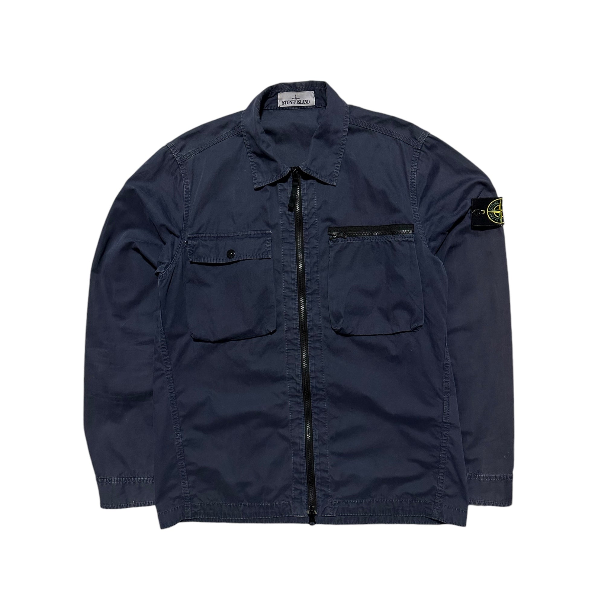 Stone Island Zip Up Double Pocket Canvas Overshirt