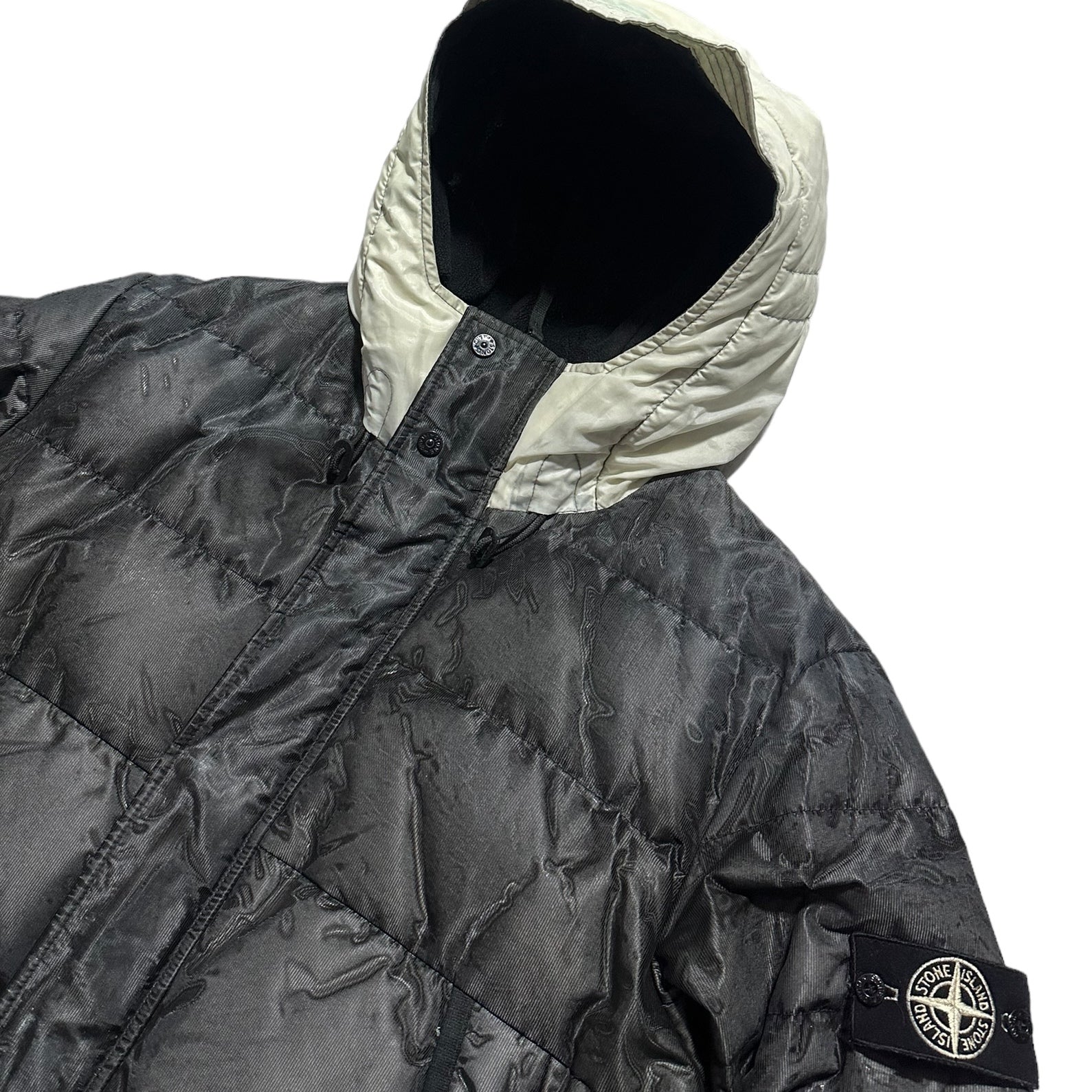 Stone Island Mesh Reflective Zip Up Puffer Jacket with Special Process Badge