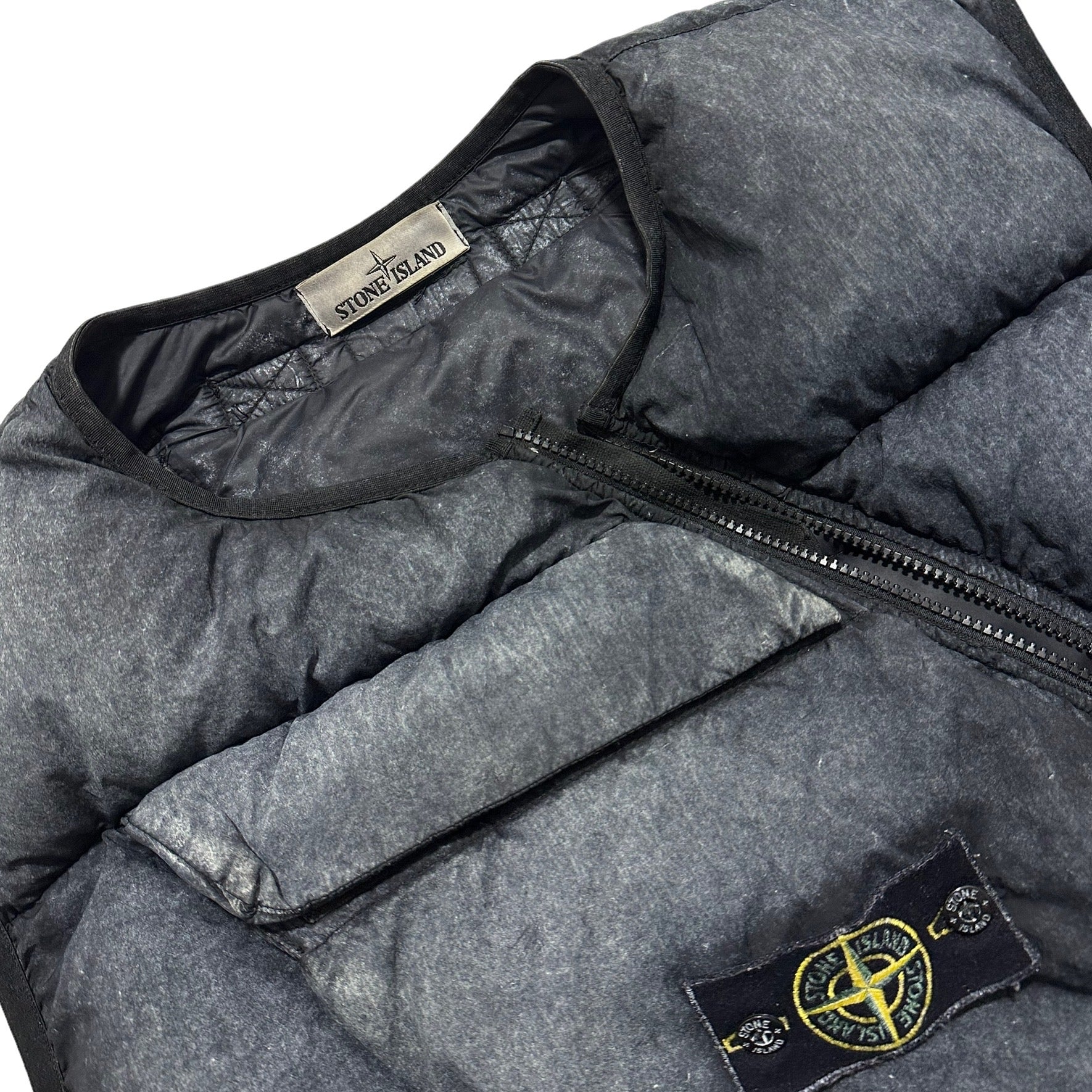 Stone Island Frost Tela Nylon Down Vest with Asymmetrical Zip