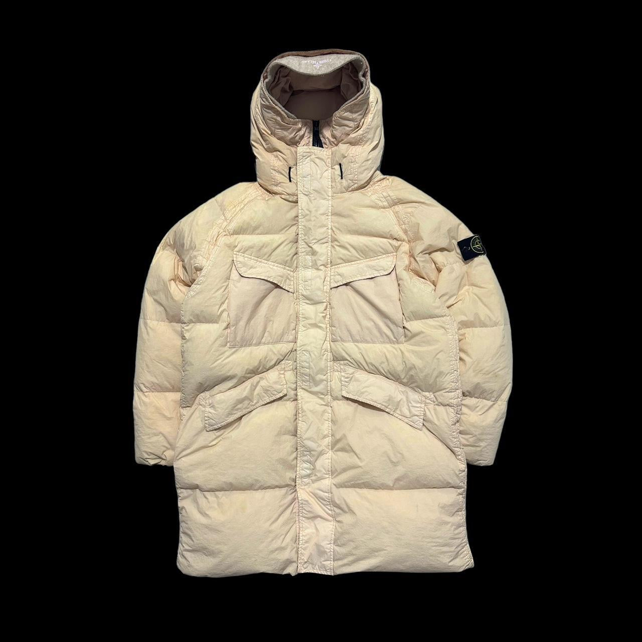 Stone Island Garment Dyed Crinkle Reps R-NY Down Long Puffer Jacket