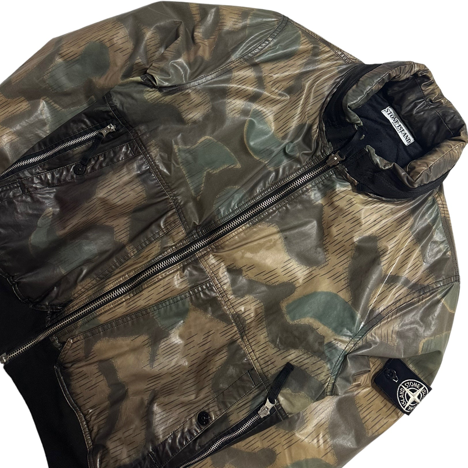 Stone Island Camouflage Ice Jacket with Packable Hood