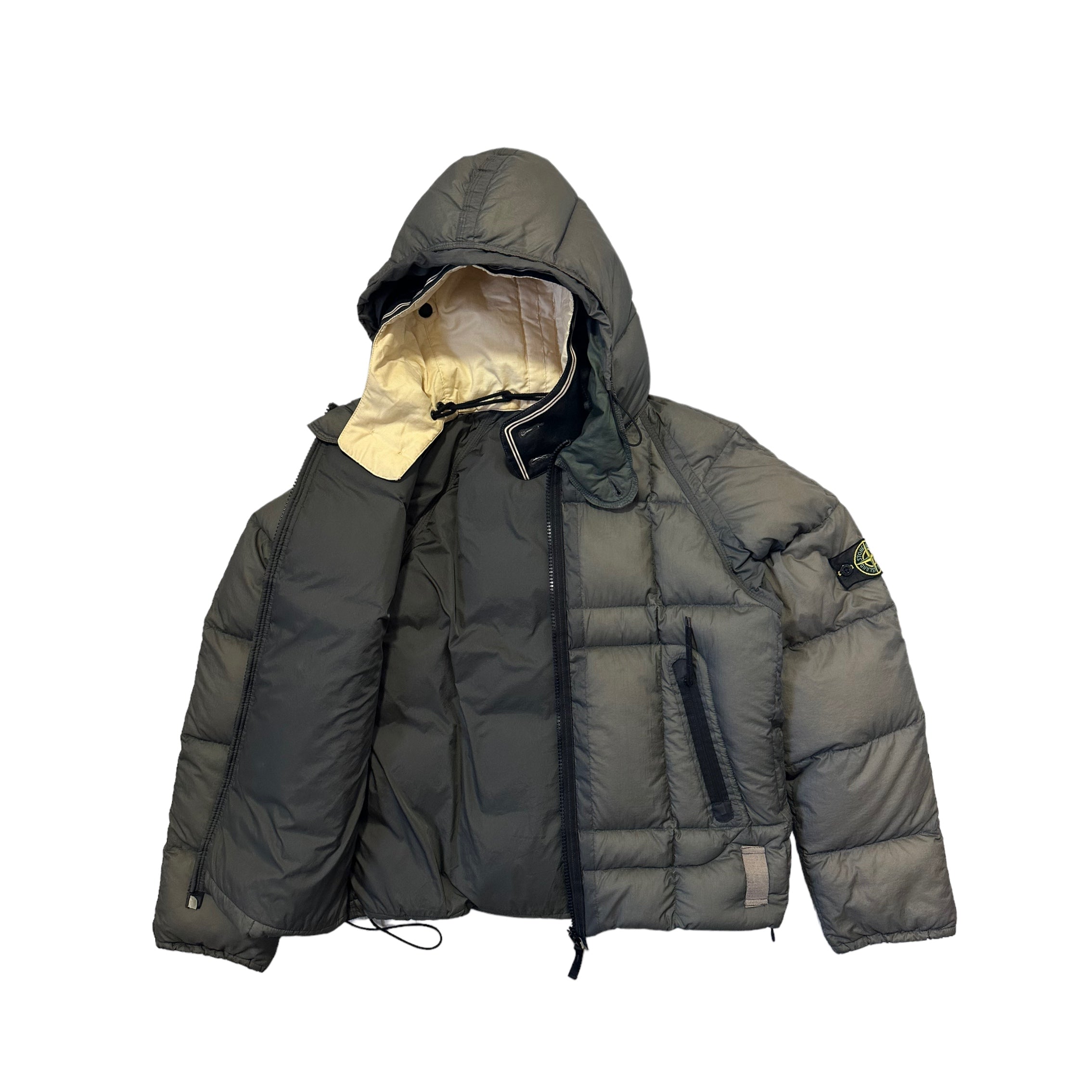 Stone Island Opaque Nylon Tela Goose Down Jacket from A/W 2006 with Dutch Rope Hood Inner
