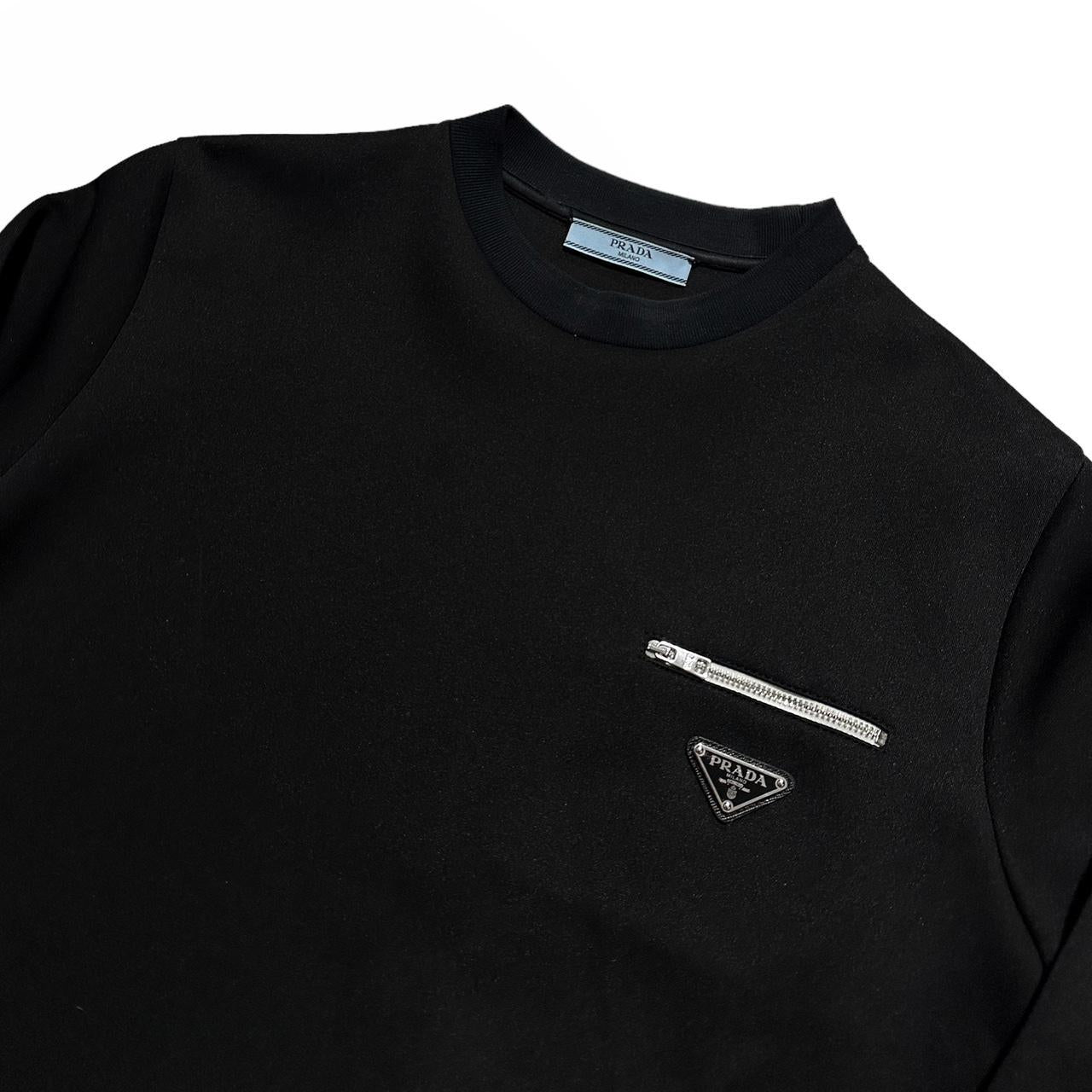 Prada Milano Pullover Nylon Crewneck with Front Pocket