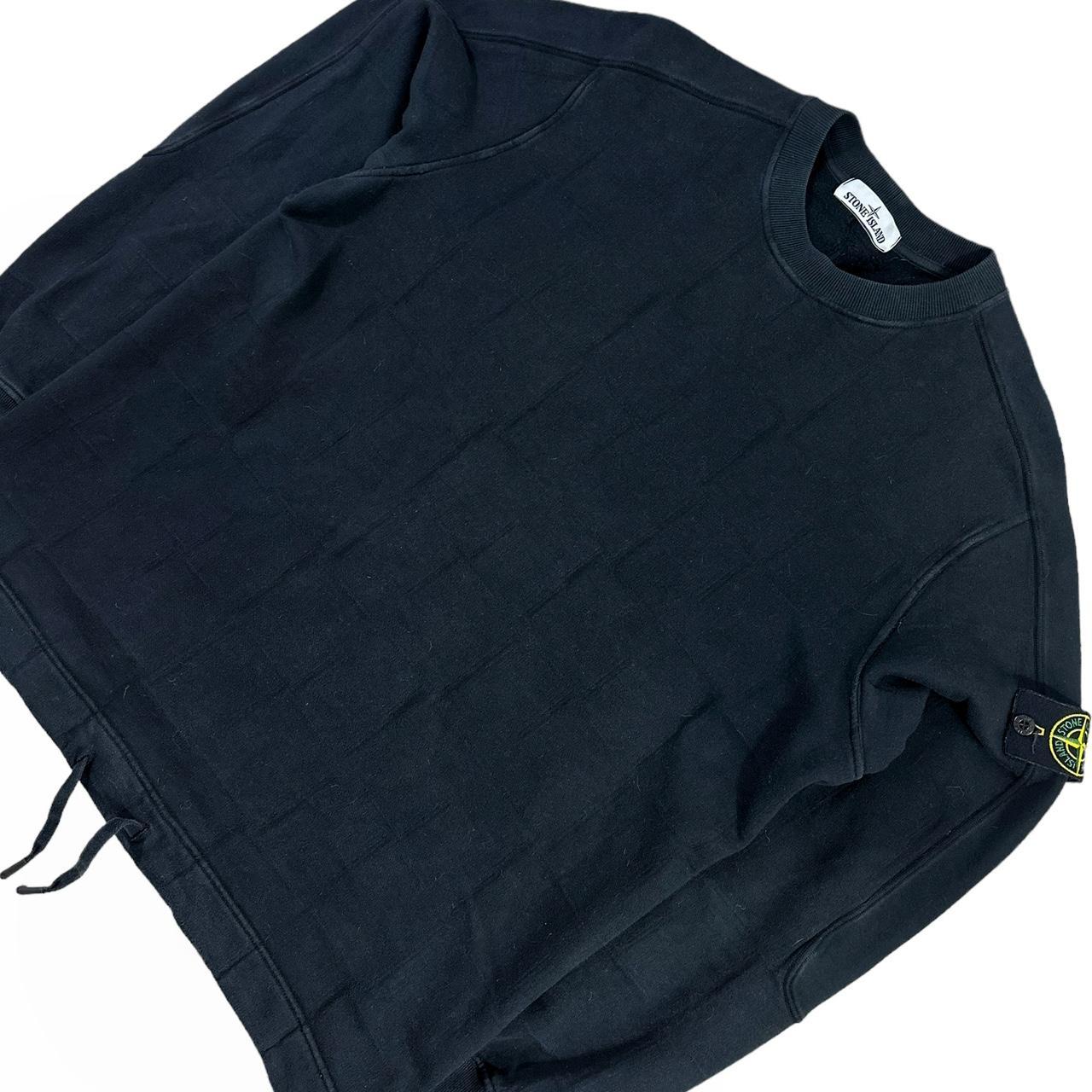 Stone Island Grid Pullover Thick Cotton Jumper with Drawstrings