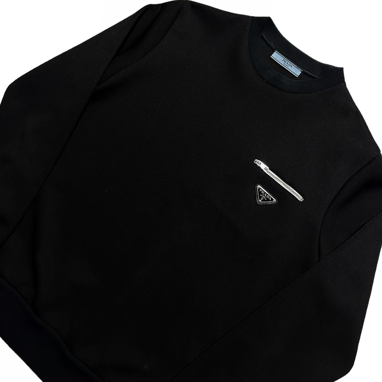 Prada Milano Pullover Nylon Crewneck with Front Pocket