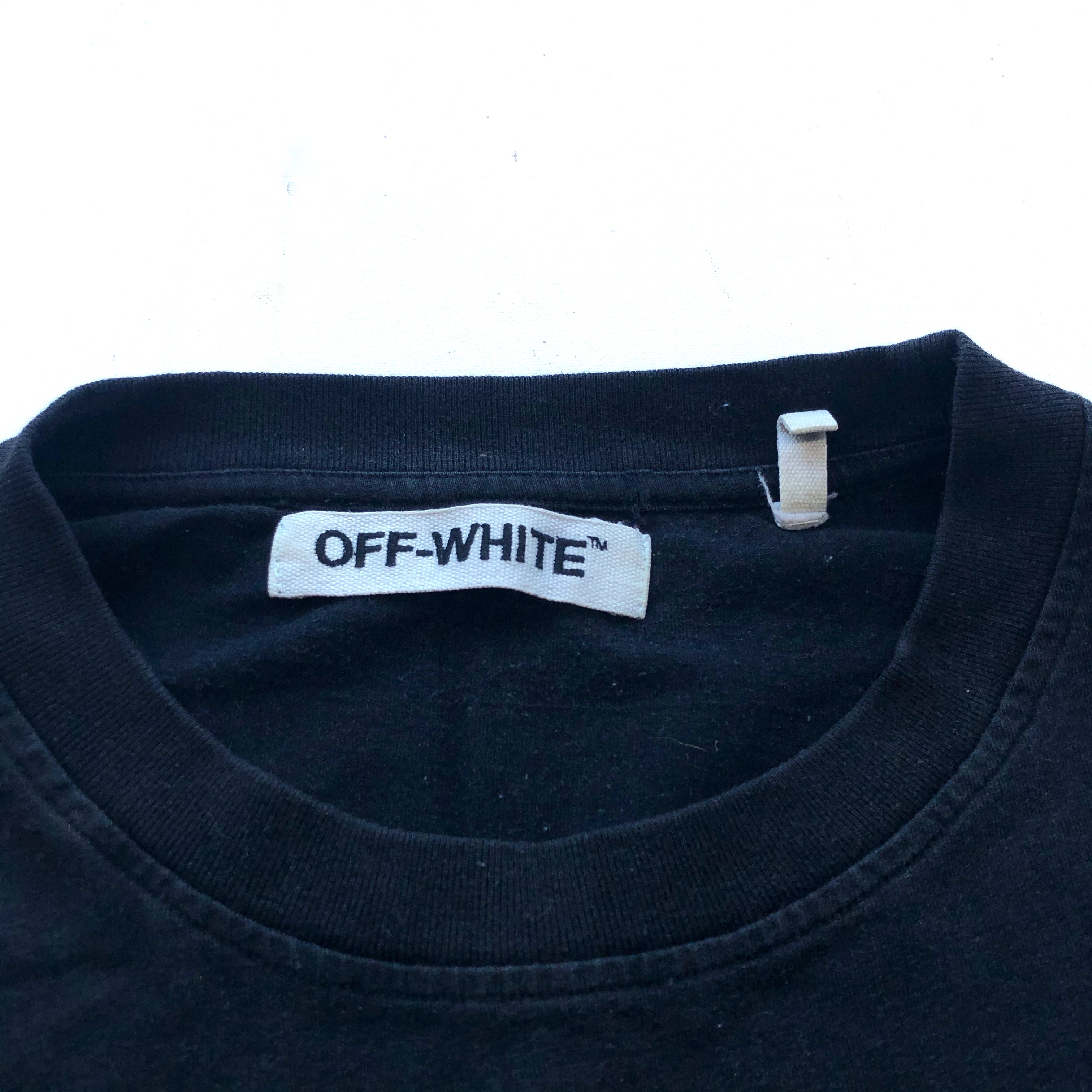 Off White Front Image Print Oversized Short Sleeved T Shirt with Iconic Arrows on the Back